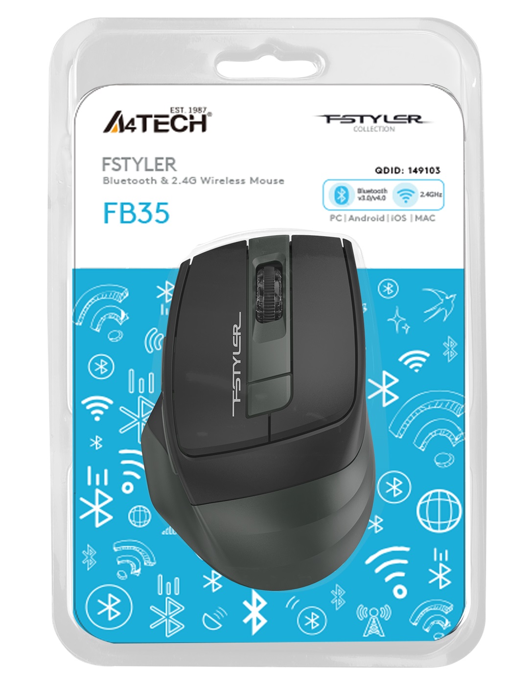 A4 Tech Fb35 Yeşil Bluetooth+2.4G Nano Kablosuz Optik 2000 Dpi Mouse A4 Tech Fb35 Yeşil Bluetooth+2.4G Nano Kablosuz Optik 2000 Dpi Mouse