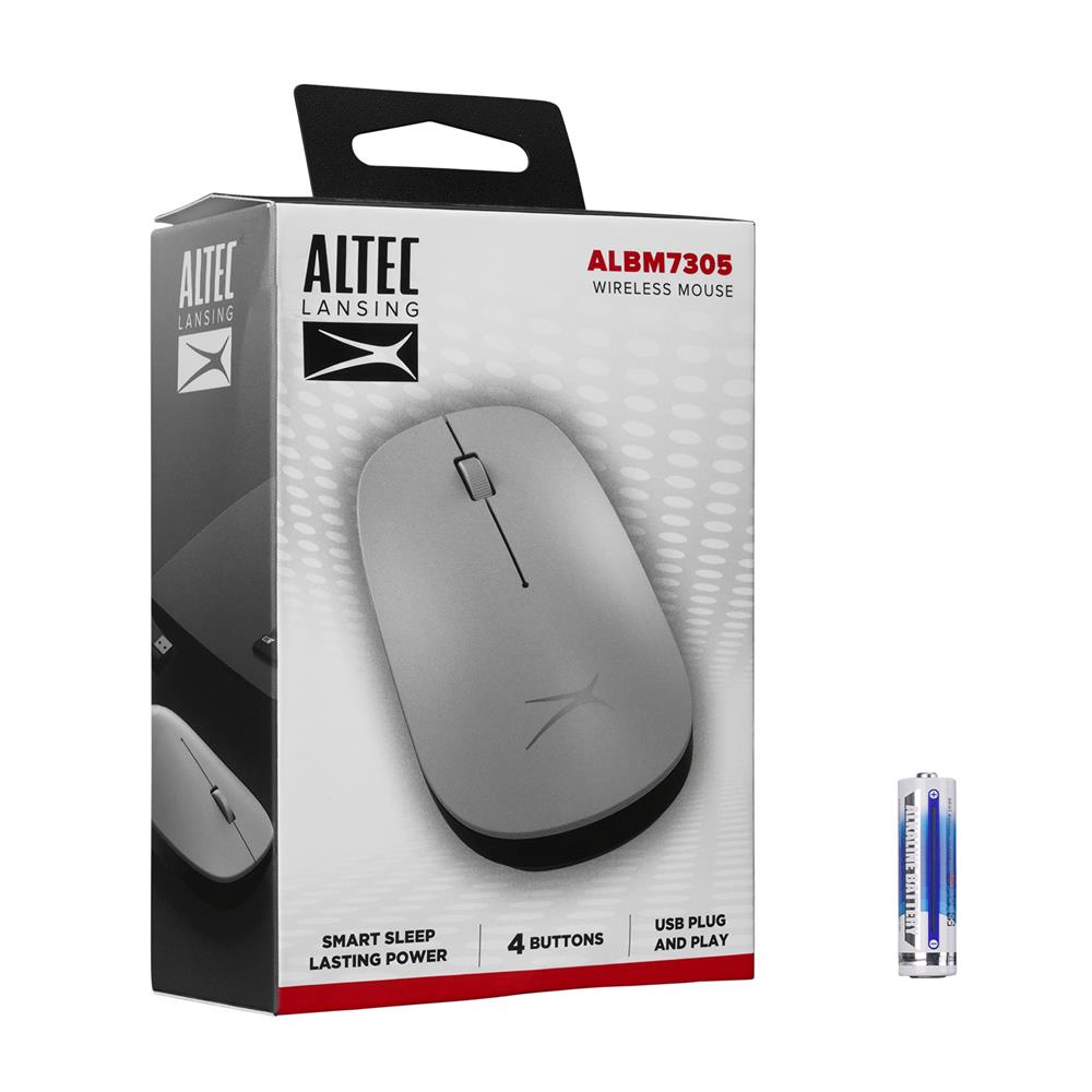 Altec Lansing ALBM7305 Gümüş 2.4GHz USB 1600DPI Alkalin Pilli Kablosuz Mouse Altec Lansing ALBM7305 Gümüş 2.4GHz USB 1600DPI Alkalin Pilli Kablosuz Mouse