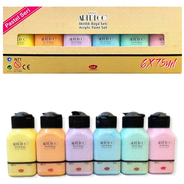 Artdeco Akrilik Boya 6x75 ML Set Pastel Renkler LV-Y-070I-AS2 Artdeco Akrilik Boya 6x75 ML Set Pastel Renkler LV-Y-070I-AS2
