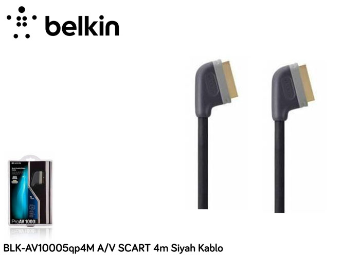 Belkin BLK-AV10005Q4M 4-V Scart 4m Siyah Kablo Belkin BLK-AV10005Q4M 4-V Scart 4m Siyah Kablo
