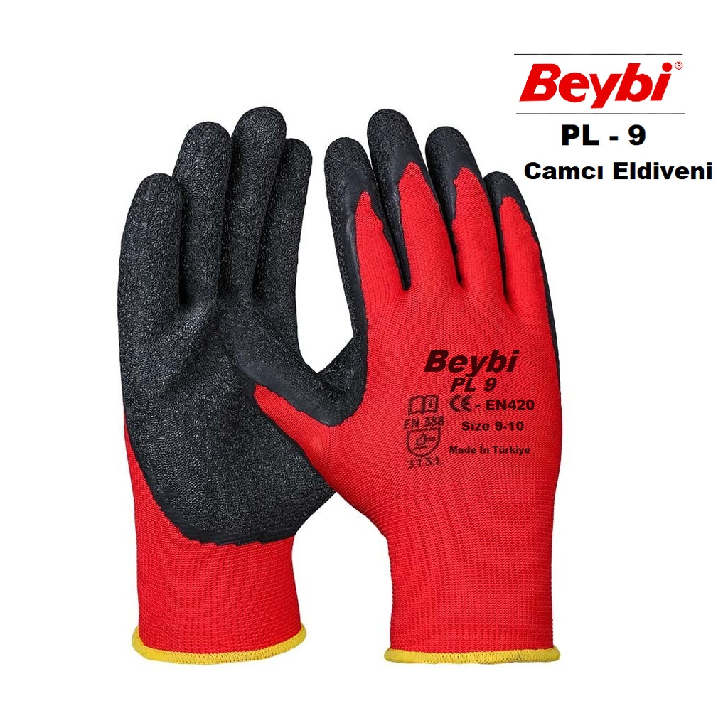 Beybi Nitril Poly PL9 9 Beden Kırmızı Siyah İş Eldiveni 12li Paket Camcı Eldiveni Beybi Nitril Poly PL9 9 Beden Kırmızı Siyah İş Eldiveni 12li Paket Camcı Eldiveni