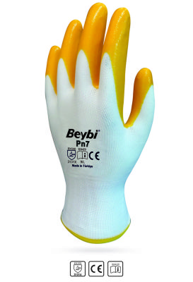 Beybi Nitril Poly PN7 9 Beden Beyaz Sarı Eldiven 12li Paket Beybi Nitril Poly PN7 9 Beden Beyaz Sarı Eldiven 12li Paket