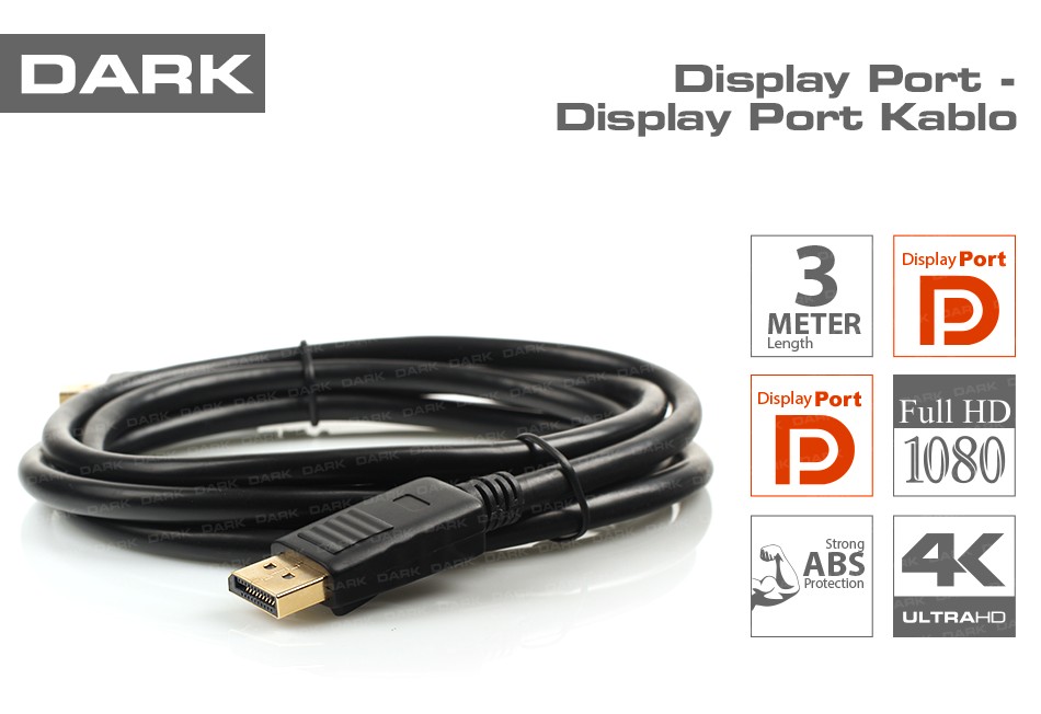 Dark DK-CB-DPL300 3Mt Display Erkek To Display Erkek Dark DK-CB-DPL300 3Mt Display Erkek To Display Erkek