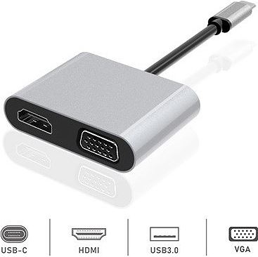 Dexim Dhu0004 Premium 4 in 1 USB-Typ-c HDMI VGA Hub for iPad Pro, Macbook, PC, Laptop Dexim Dhu0004 Premium 4 in 1 USB-Typ-c HDMI VGA Hub for iPad Pro, Macbook, PC, Laptop