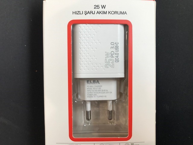 Elba ELB01-25WPD Beyaz 25W Şarj Kafa Type USB-C PD3.0-QC4.0(Akım Koruma-Hızlı Şarj-Isıya Dayanıklı) Elba ELB01-25WPD Beyaz 25W Şarj Kafa Type USB-C PD3.0-QC4.0(Akım Koruma-Hızlı Şarj-Isıya Dayanıklı)