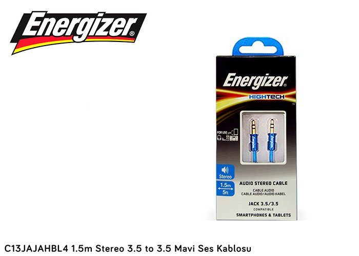 Energizer C13JAJAHBL4 1.5m Stereo 3.5 to 3.5 Mavi Ses Kablosu Energizer C13JAJAHBL4 1.5m Stereo 3.5 to 3.5 Mavi Ses Kablosu