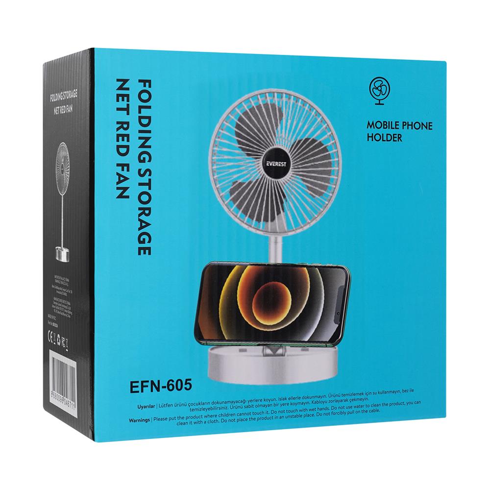 Everest EFN-605 Masaüstü Şarj Edilebilir Beyaz 800mAh Usb Fan Everest EFN-605 Masaüstü Şarj Edilebilir Beyaz 800mAh Usb Fan