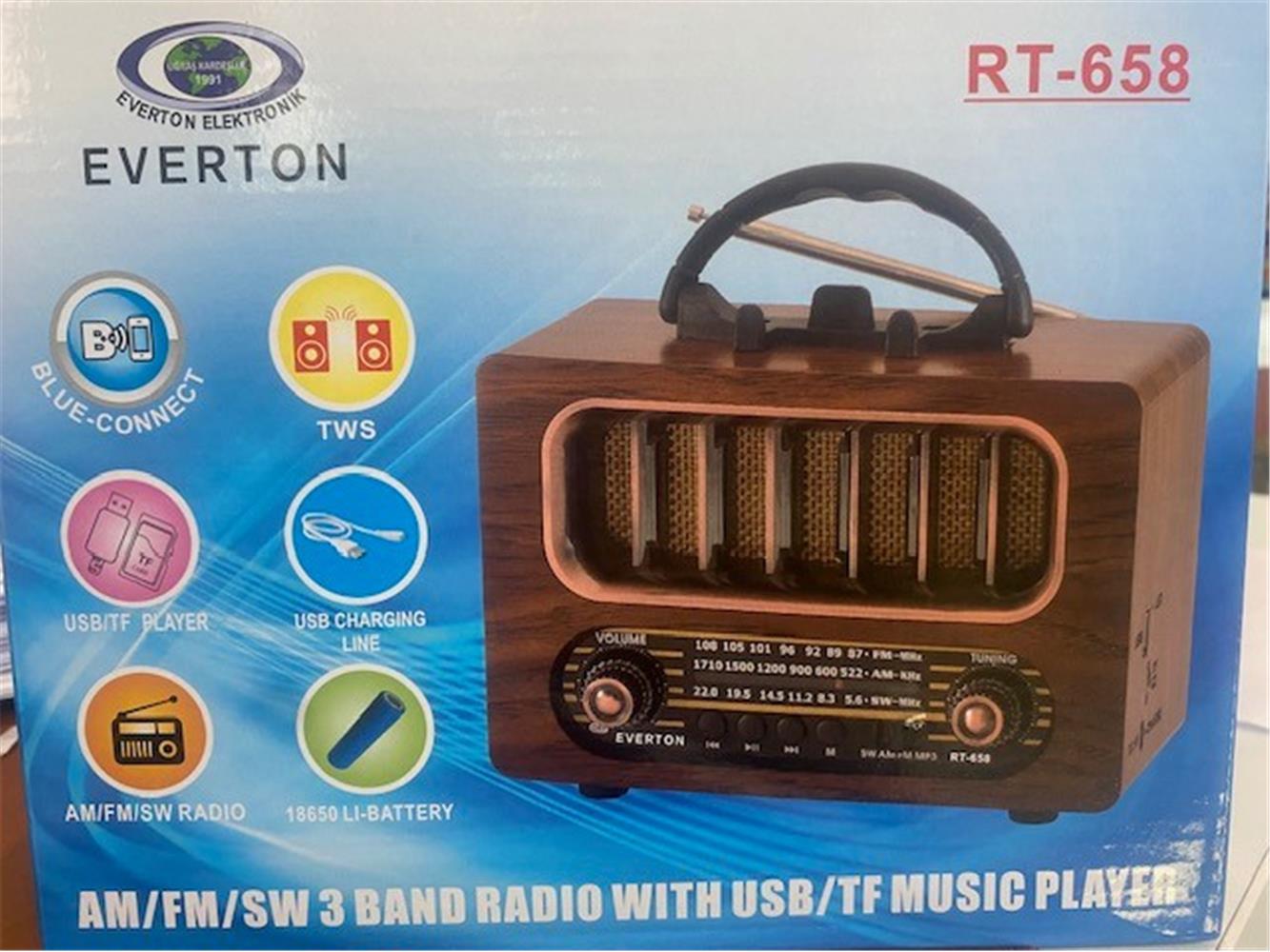 Everton Rt-658 Bluetooth Fm-Usb-Tf-Aux Şarjlı Nostaljik Radyo Everton Rt-658 Bluetooth Fm-Usb-Tf-Aux Şarjlı Nostaljik Radyo