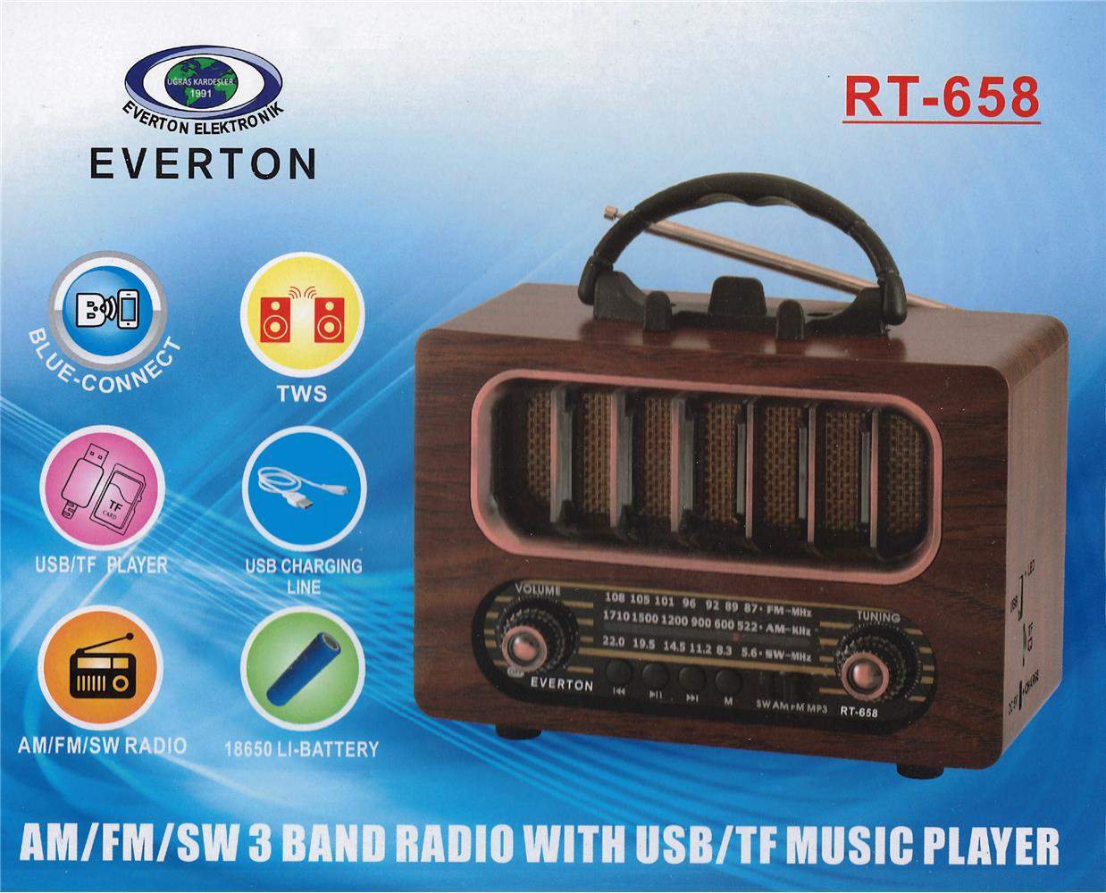 Everton Rt-836 Bluetooth Fm-Usb-Tf-Aux Şarjlı Nostaljik Radyo Everton Rt-836 Bluetooth Fm-Usb-Tf-Aux Şarjlı Nostaljik Radyo