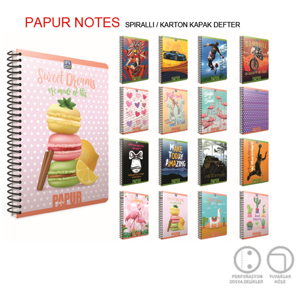 Gıpta Papur Notes Spiralli Karton Kapak Defter A4 60 YP Kareli 4959 Gıpta Papur Notes Spiralli Karton Kapak Defter A4 60 YP Kareli 4959