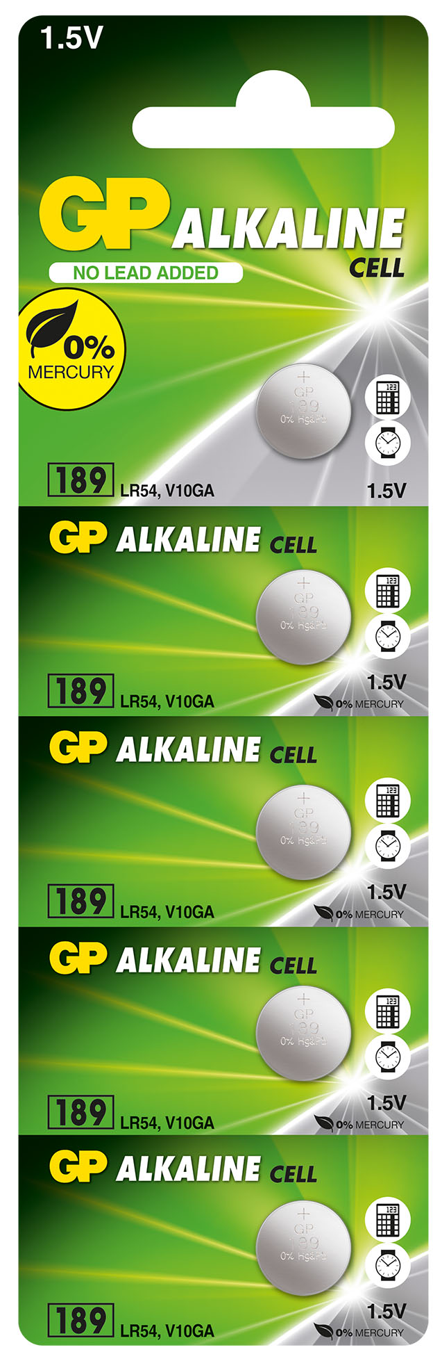 GP GP189-C5 LR54 AG10-LR1130 Alkalin Düğme Pil 5`li Paket GP GP189-C5 LR54 AG10-LR1130 Alkalin Düğme Pil 5`li Paket