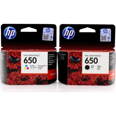 HP CZ101AE + CZ102AE 650 Siyah + Renkli Kartuş Seti HP CZ101AE + CZ102AE 650 Siyah + Renkli Kartuş Seti
