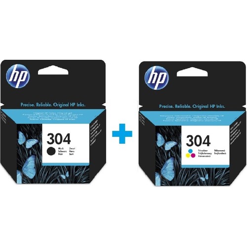 HP N9K05AE + N9K06AE 304 Siyah + Renkli Kartuş Seti HP N9K05AE + N9K06AE 304 Siyah + Renkli Kartuş Seti