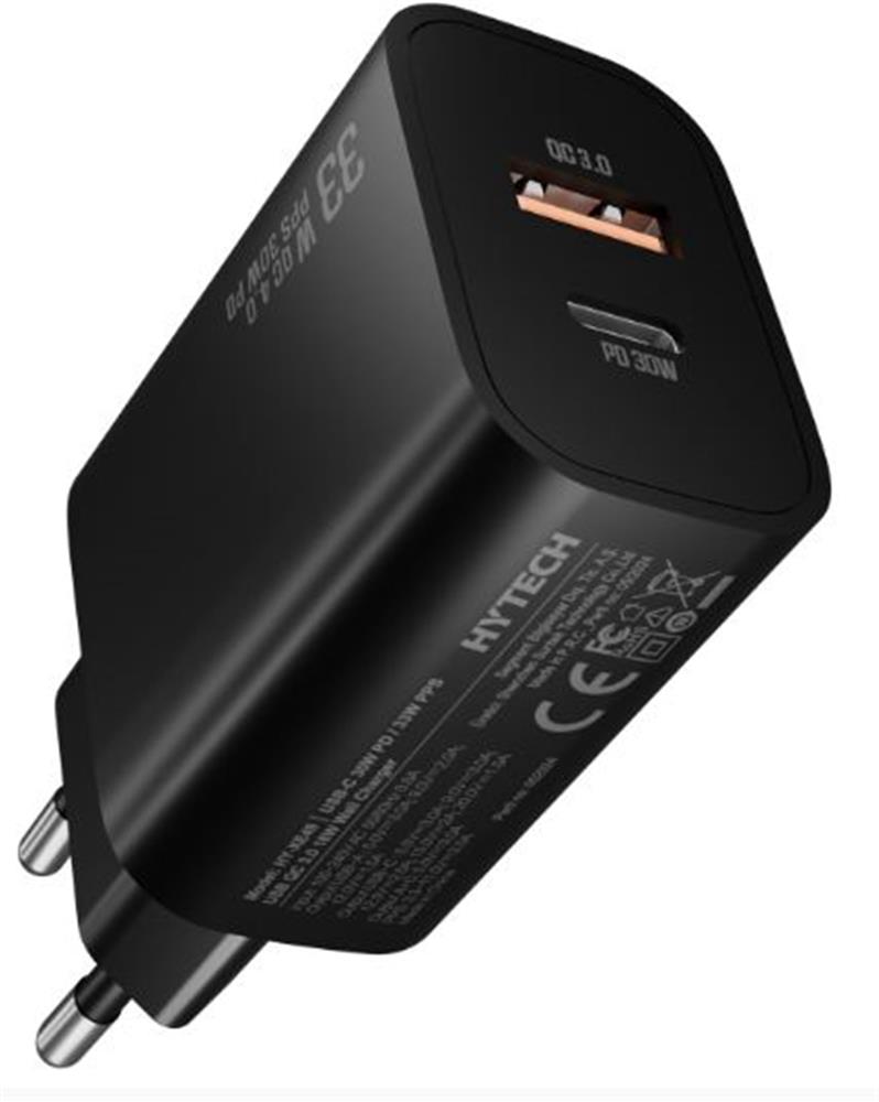 Hytech HY-XE49 Type-C + USB-A 30W PD - 33W PPS USB QC 3.0 18W Hızlı Ev Şarj Adaptörü Hytech HY-XE49 Type-C + USB-A 30W PD - 33W PPS USB QC 3.0 18W Hızlı Ev Şarj Adaptörü