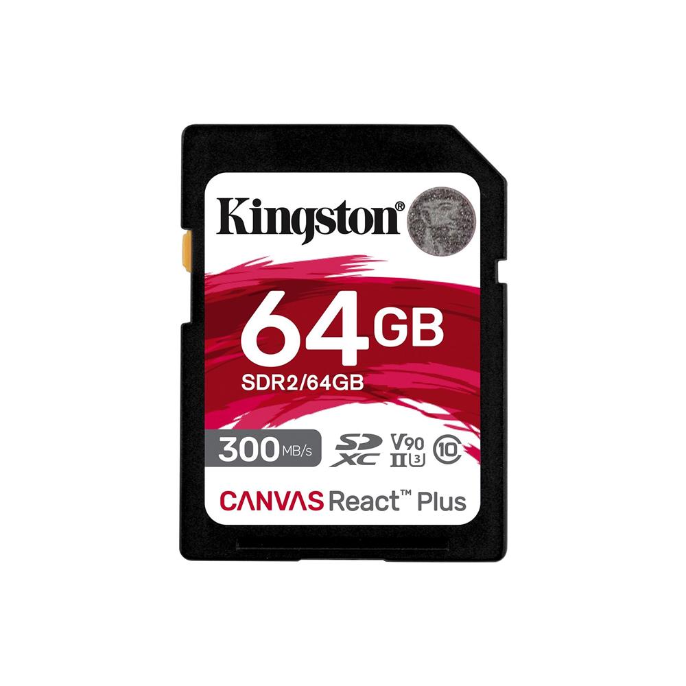 Kingston SDR2-64GB Canvas React Plus SDXC UHS-II 300R-260W U3 V90 for Full HD-4K-8K Hafıza Kartı Kingston SDR2-64GB Canvas React Plus SDXC UHS-II 300R-260W U3 V90 for Full HD-4K-8K Hafıza Kartı