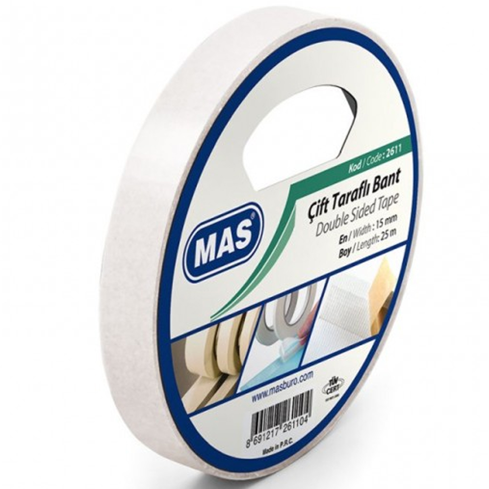 Mas Çift Taraflı Bant 15x25 Mt 2611 Mas Çift Taraflı Bant 15x25 Mt 2611