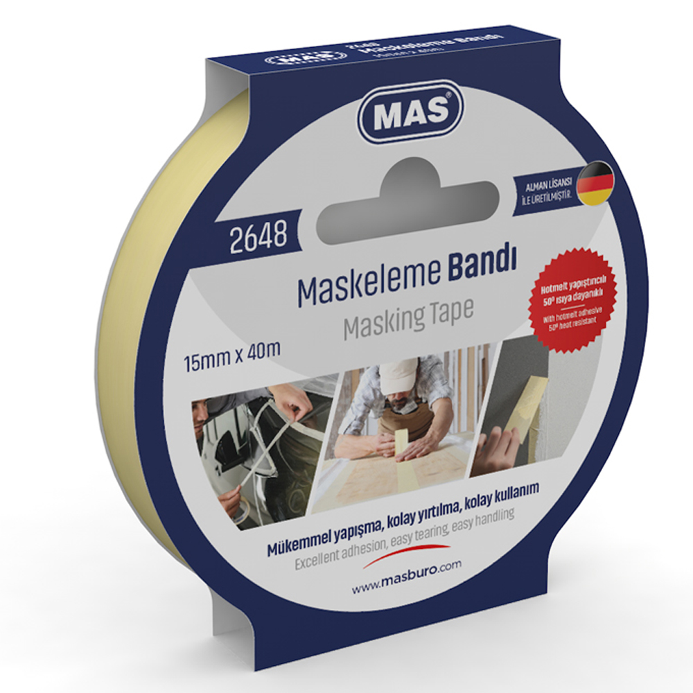 Mas Krepe (Maskeleme) Bantı 15 MM x 40 M 2648 Mas Krepe (Maskeleme) Bantı 15 MM x 40 M 2648