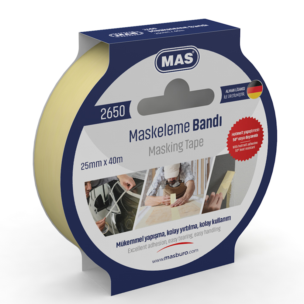 Mas Krepe (Maskeleme) Bantı 25 MM x 40 M 2650 Mas Krepe (Maskeleme) Bantı 25 MM x 40 M 2650