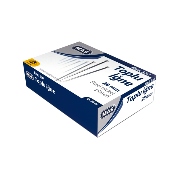 Mas Toplu İğne Nikel 28 MM 20 GR 330 Mas Toplu İğne Nikel 28 MM 20 GR 330