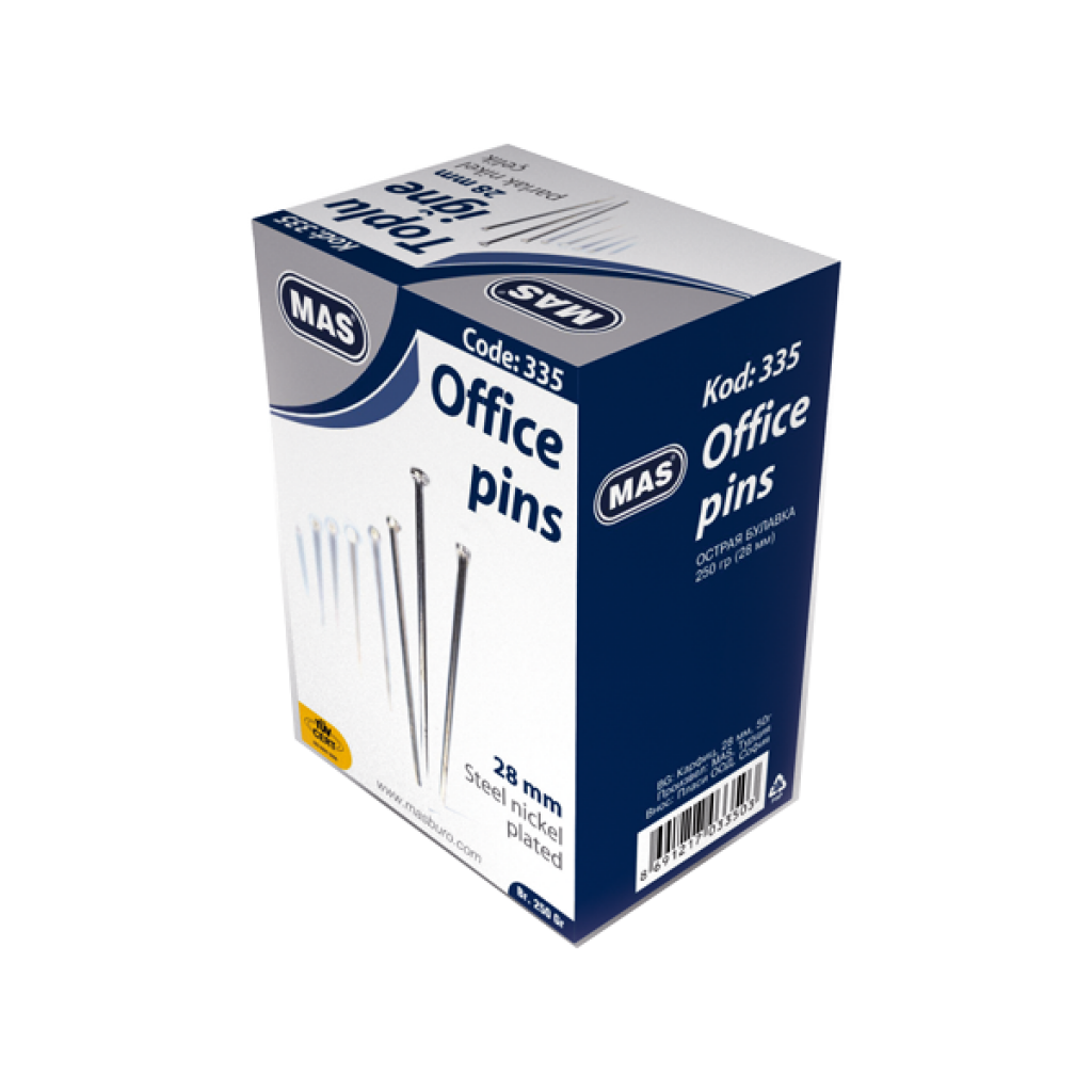 Mas Toplu İğne Nikel 28 MM 250 GR 335 Mas Toplu İğne Nikel 28 MM 250 GR 335