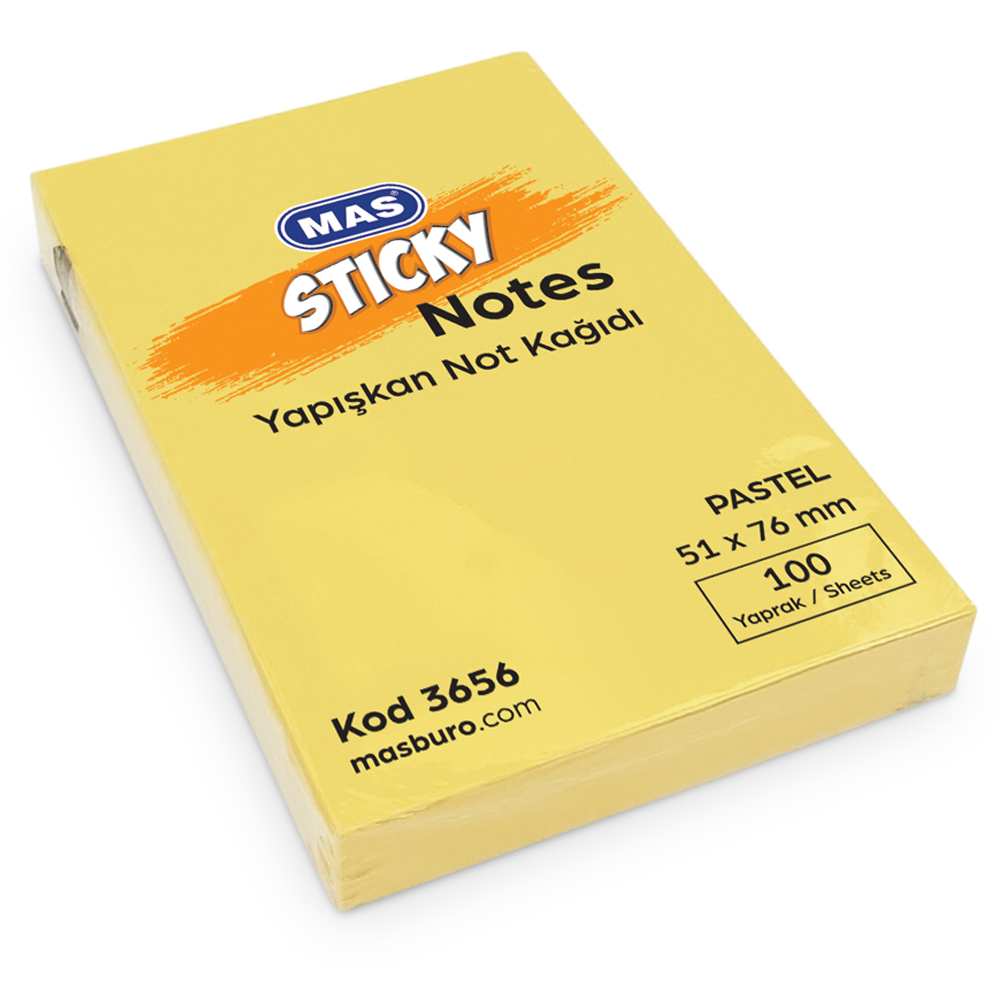 Mas Yapışkanlı Not Kağıdı 100 Syf 51x76 Pastel Sarı 3656 Mas Yapışkanlı Not Kağıdı 100 Syf 51x76 Pastel Sarı 3656