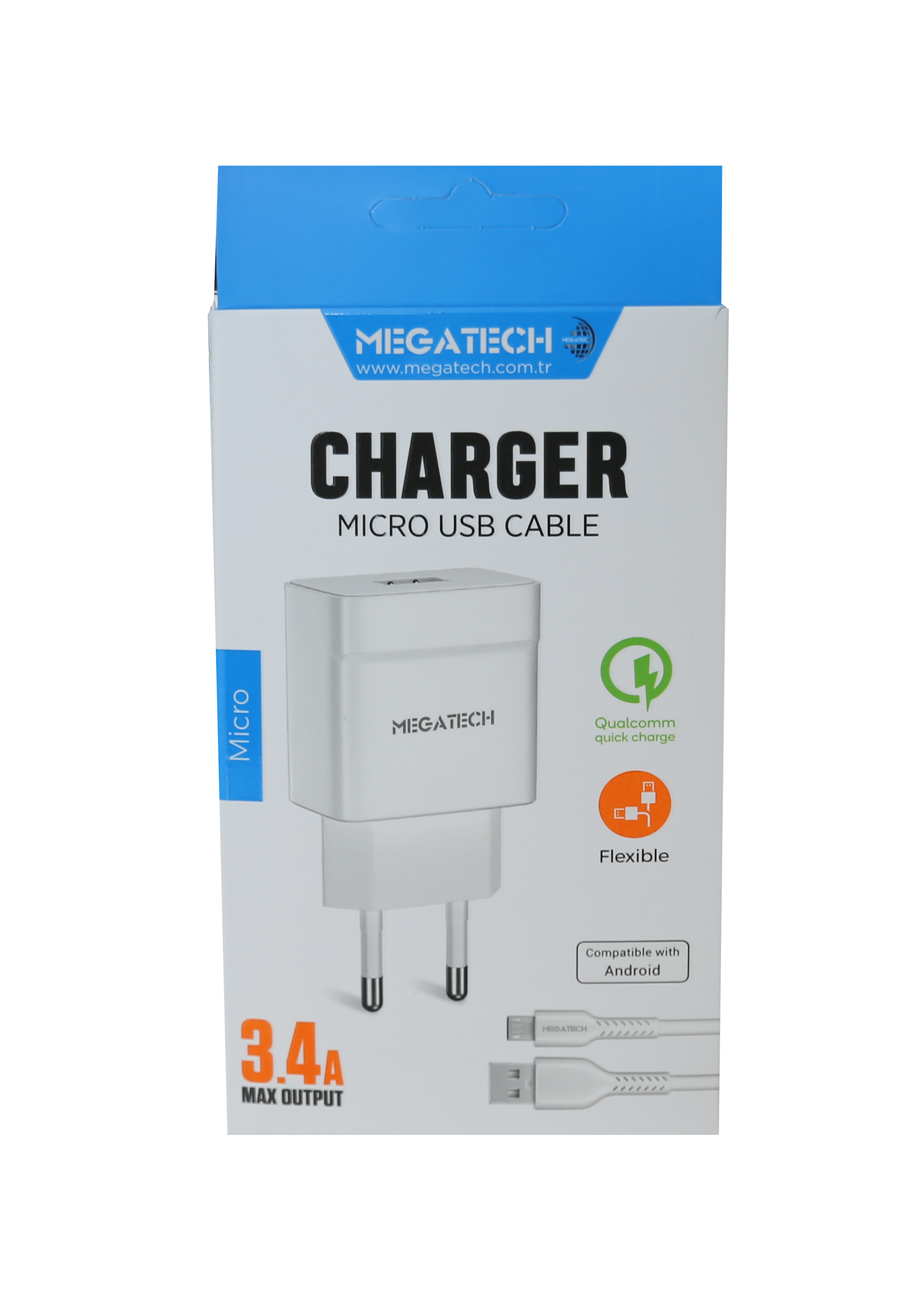 Megatech MT-CM34 3.4A Micro Usb Kablo+ Ev Şarj Adaptörü Hızlı Şarj Megatech MT-CM34 3.4A Micro Usb Kablo+ Ev Şarj Adaptörü Hızlı Şarj