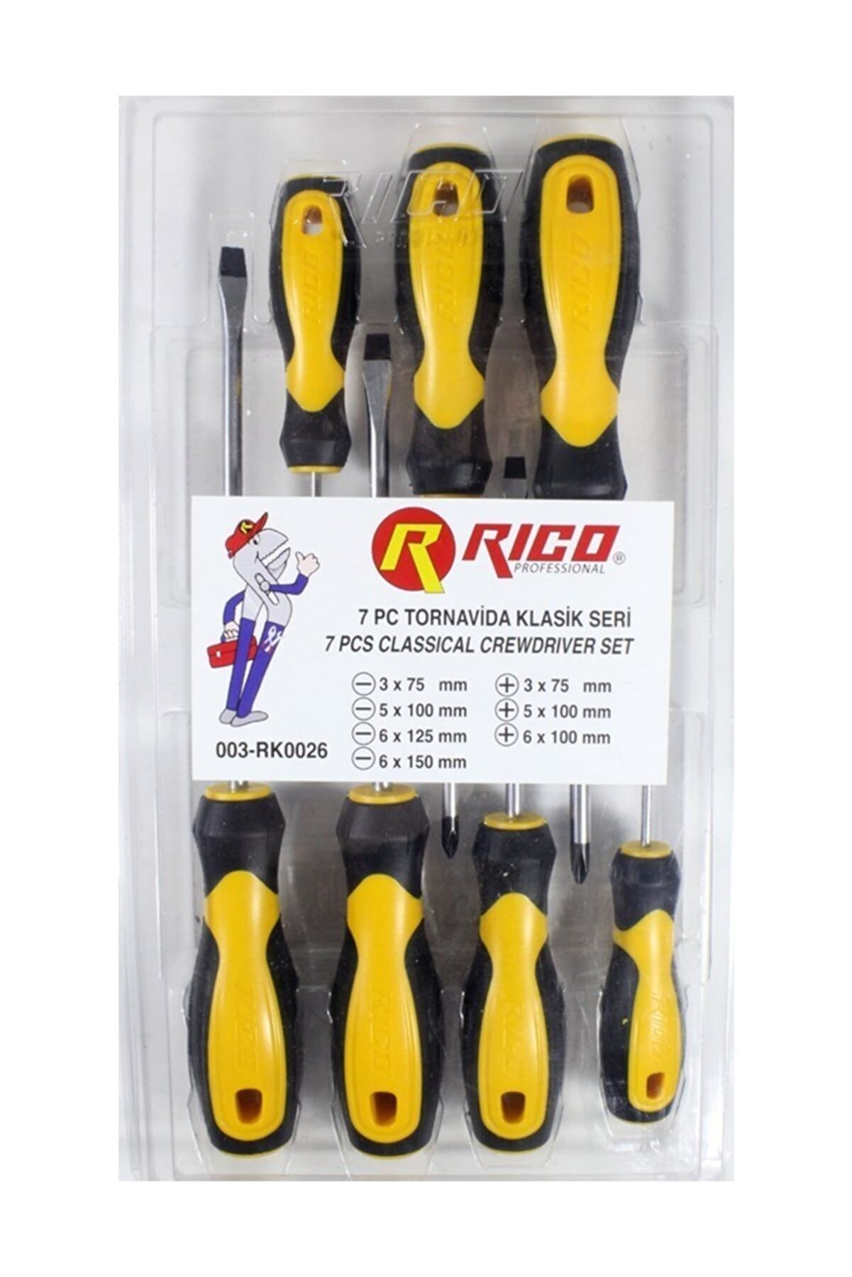 Rıco 003-RK0026 7li Klasik Tornavida Seti (4 Düz -3 Yıldız) Rıco 003-RK0026 7li Klasik Tornavida Seti (4 Düz -3 Yıldız)