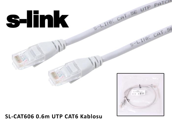 S-link SL-CAT606 cat6 0.60mt Gri Utp Patch Kablo S-link SL-CAT606 cat6 0.60mt Gri Utp Patch Kablo