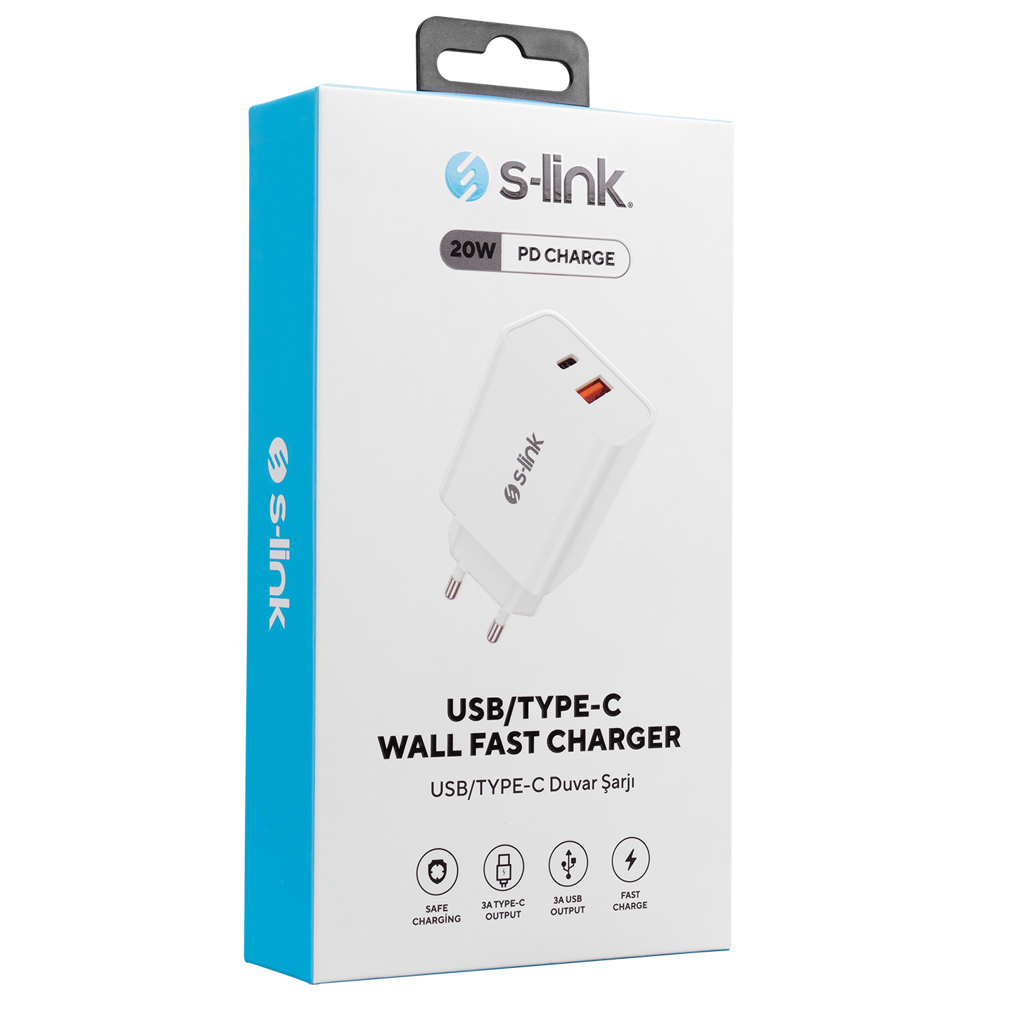 S-link SL-EC60 20W PD3.0-Quick Charge QC3.0 Type USB-C +USB A Hızlı Beyaz Ev Şarj Adaptör S-link SL-EC60 20W PD3.0-Quick Charge QC3.0 Type USB-C +USB A Hızlı Beyaz Ev Şarj Adaptör