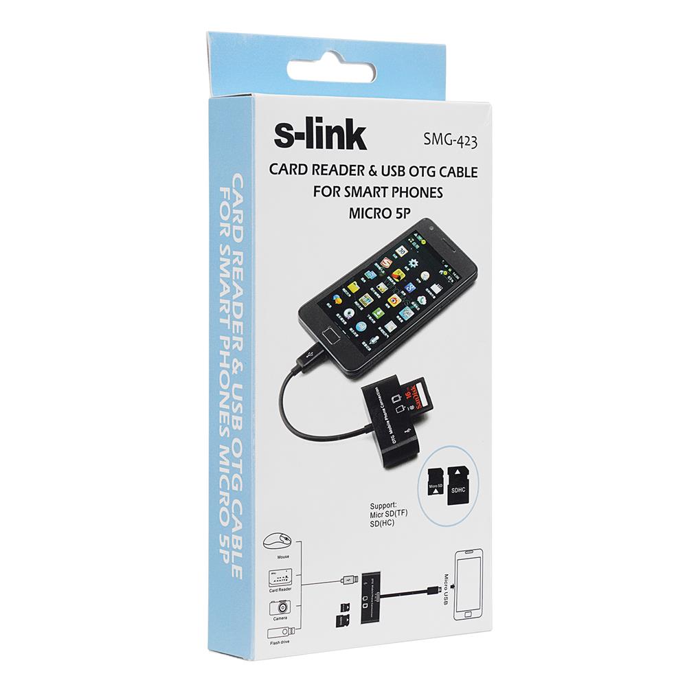 S-link SMG-423 Micro Usb to Cep Tel Kart Okuyucu + Hup Çevirici S-link SMG-423 Micro Usb to Cep Tel Kart Okuyucu + Hup Çevirici