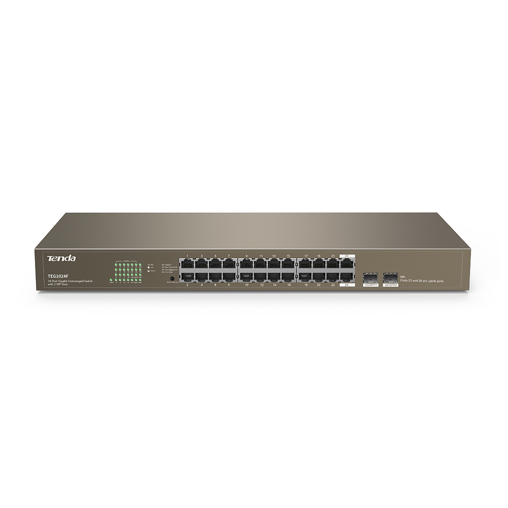 Tenda TEG1024F 24 Port 10-100-1000 Mbps + 2 Port SFP Switch Çelik Kasa Rack Mount Tenda TEG1024F 24 Port 10-100-1000 Mbps + 2 Port SFP Switch Çelik Kasa Rack Mount
