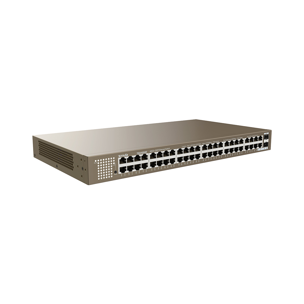 Tenda TEG1050F 48 Port 10-100-1000 Mbps + 2 Port SFP Switch Çelik Kasa Rack Mount Tenda TEG1050F 48 Port 10-100-1000 Mbps + 2 Port SFP Switch Çelik Kasa Rack Mount