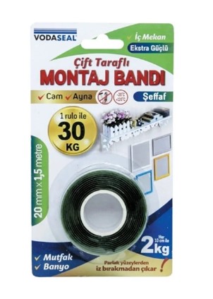 Vodaseal VHB İç Mekan Montaj Bandı 200mmX1,5mt Şeffaf Vodaseal VHB İç Mekan Montaj Bandı 200mmX1,5mt Şeffaf